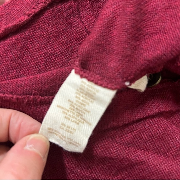 Free People Maroon Burgundy Top Long Sleeve Size Small Embroidered Sleeves - Picture 6 of 6